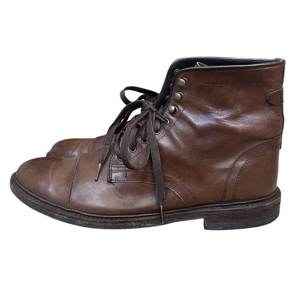 Allen Edmonds‎ LANDON Leather Cap-Toe Lace Up Boots Mens 11.5 Brown Discontinued